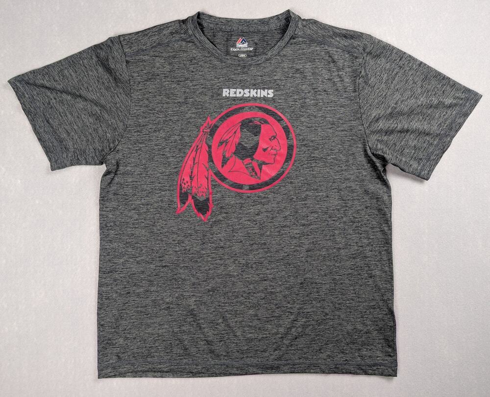 Majestic Cool Base Washington Redskins Grey Short Sleeve Shirt Mens Size Large
